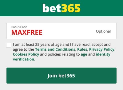 bet365 Registration form