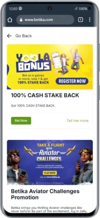 Betika Cash Stake Back
