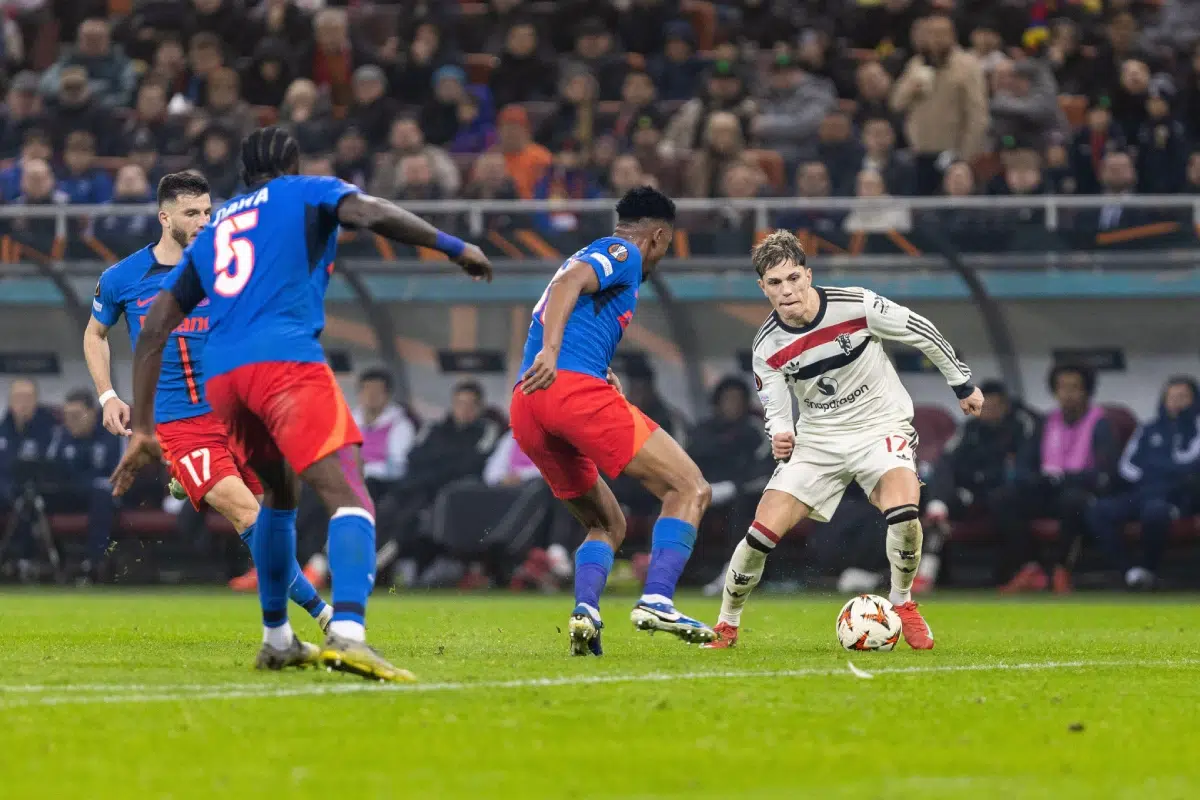 Alejandro Garnacho of Manchester United in action during the UEFA Europa League